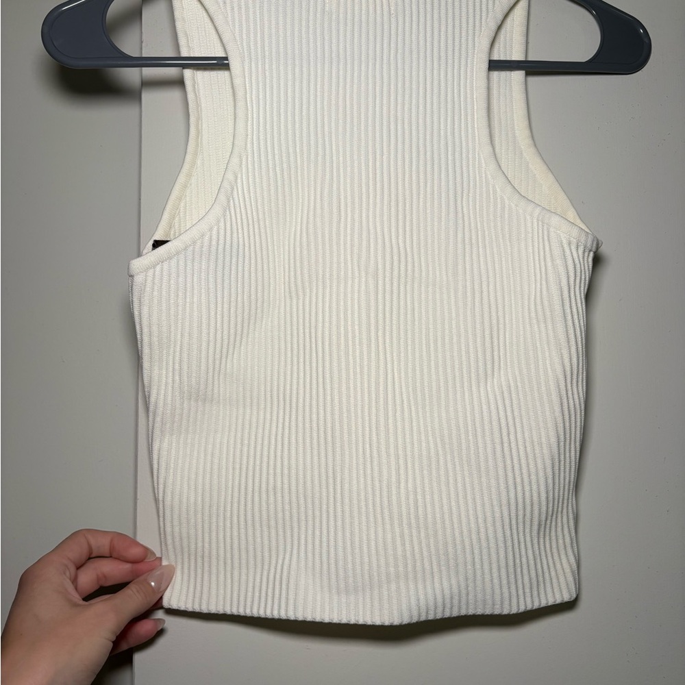 Altar'd State White Ribbed Crop Tank - Picture 2 of 2